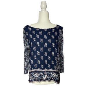 Lucky Brand Blue 3/4 Sleeve Blouse